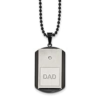 Stainless Steel Engravable Brushed and Polished Black Ip Plated With CZ Cubic Zirconia Simulated Diamond Dad Animal Pet Dog Tag Neckl Measures 25.81mm Wide Jewelry for Women