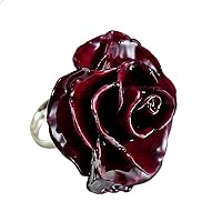 Flower Themed Jewelry, Adjustable Rose Ring in Burgundy