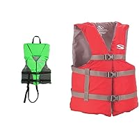 STEARNS Type II Kids Youth PFD Life Jacket, Children 50-90 lbs & Adult Classic Series Vest, 3000001412, Red, Universal