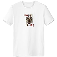 Heart Q Playing Cards Pattern T-Shirt Workwear Pocket Short Sleeve Sport Clothing