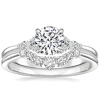 1 CT Moissanite Rings for Women Accented Engagement Ring Promise Gifts for Her Round Cut Moissanite Wedding Rings