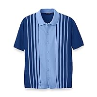 Paul Fredrick Men's Cotton Button Front Polo, Size XL Tall Blue