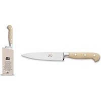 Insieme Utility Knife w/Magnetized Wood Block | Ivory Lucite Handle
