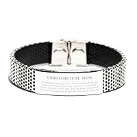 Unbiological Mom Gift. Sentimental Gifts for Family. Unbiological Mom, Words can't express my gratitude. Appreciation Gifts, Stainless Steel Bracelet for Unbiological Mom