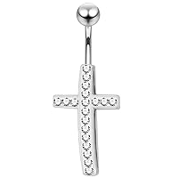 Multi Crystal Gemstone Stylish Cross 925 Sterling Silver Belly Ring Body Jewelry