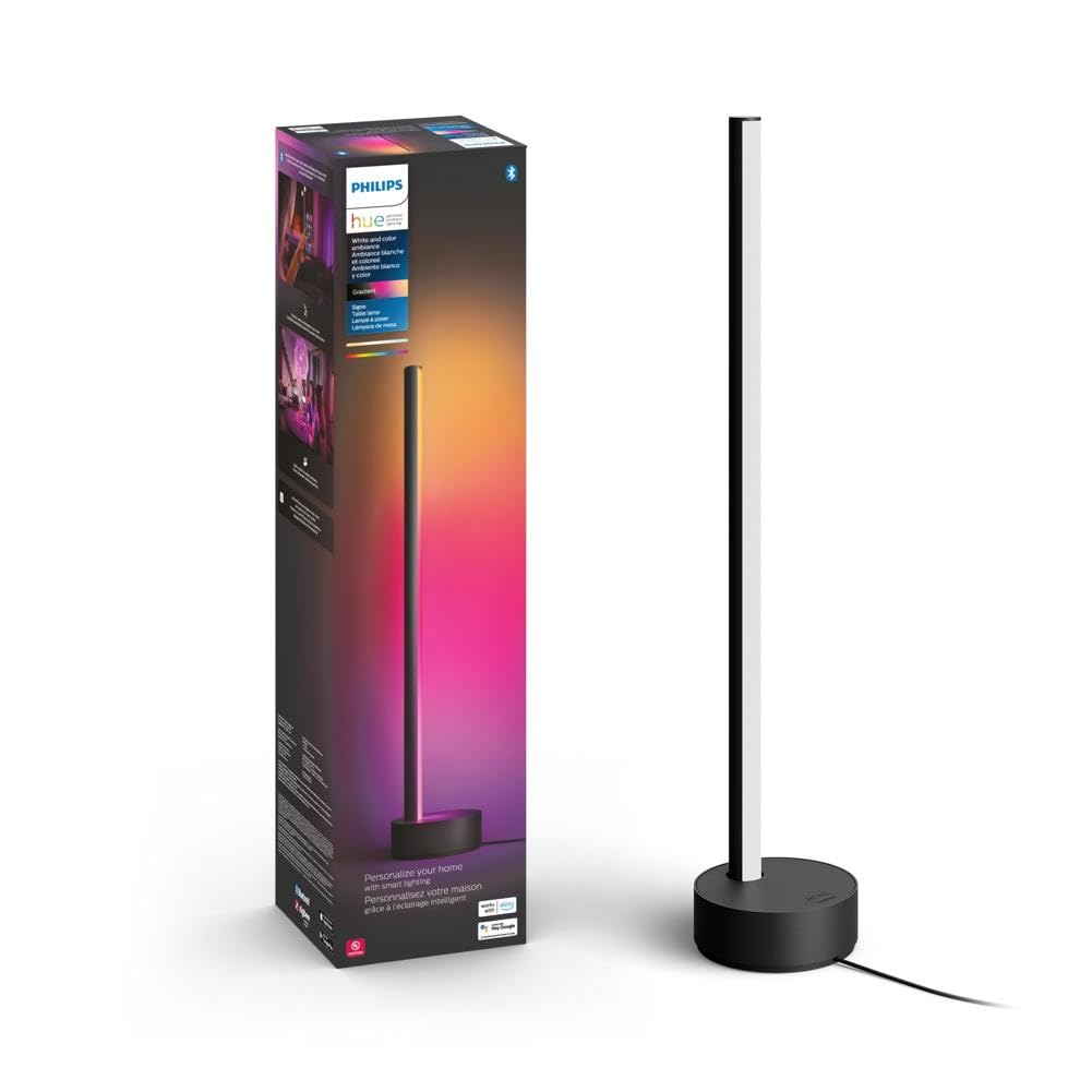 Philips Hue Gradient Signe Table Lamp, Works with Amazon Alexa, Apple Homekit and Google Assistant, Bluetooth Compatible, Flowing Multicolor Effect, Black, 1 Count (Pack of 1)