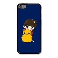 Personalize iPod Touch 6 Cases - Cute Girl with Small Yellow Duck Hard Plastic Phone Cell Case for iPod Touch 6