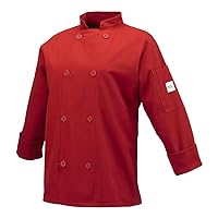 Mercer Culinary M60020RDL Millennia Women's Cook Jacket with Traditional Button, Large, Red