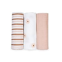 lulujo Baby Receiving Blanket| Unisex Softest 100% Cotton Muslin Blanket| Neutral Receiving Blanket for Girls & Boys | 28in x 28in | Baby Gift| Daisies