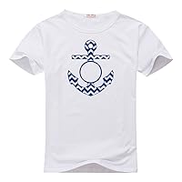 DIY Blue Chevron Anchor Pattern for Men's T-Shirt Large White [BullsISS]