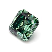 Loose Moissanite 1 Carat, Green Color Diamond, VVS1 Clarity, Asscher Cut Brilliant Gemstone for Making Engagement/Wedding/Ring/Jewelry/Pendant/Earrings/Necklaces Handmade Moissanite