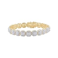 14K Yellow Gold Mens Baguette Diamond Stylish Link Bracelet 7-3/4 Ctw.