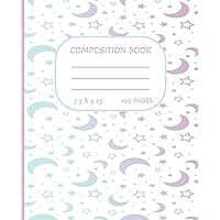 Composition Book: Pastel Moon | Wide Ruled Notebook