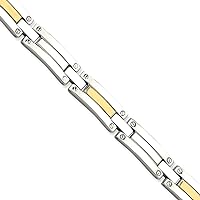 Stainless Steel Fold over Polished 14k Gold Bracelet 8.5 Inch Measures 9mm Wide Jewelry for Women