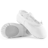 Canvas Ballet Shoes for Girls, Dance Practice Slippers Split Soft Leather Flat Sole Yoga Gymnastics Shoes(Toddler/Little Kid/Big Kid)