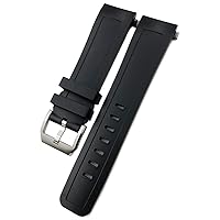 22mm Rubber Silicone Watch Strap for IWC AQUATIMER Family Watchband IW356802/376705/376710/376711/376708/356801/356810/376709 (Color : Black Silver Clasp, Size : 22mm)