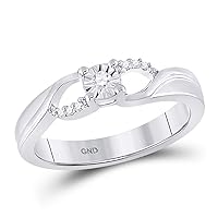 The Diamond Deal Sterling Silver Womens Round Diamond Solitaire Promise Bridal Engagement Ring 1/20 Cttw