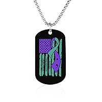 Suicide Prevention Awareness Flag Necklace Personalized Picture Pendant Necklace Jewelry for Men Women Gift