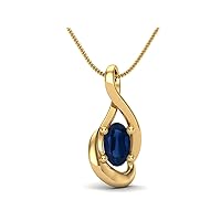 MOONEYE Dainty Oval Cut Minimalist Solitaire Blue Sapphire Pendant Necklace 925 Sterling Silver Oval Shape 5x3mm