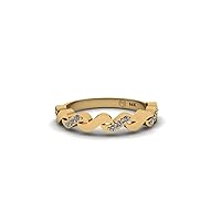 0.12ct Diamond Entangled Waves Ring in 14KT Gold April Birthstone Rings Valentine Anniversary Birthday Jewelry Gifts for Women Girls
