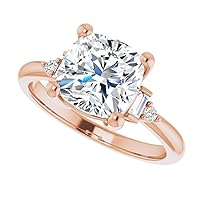 10K/14K/18K Solid Rose Gold Handmade Engagement Ring 1.5 CT Cushion Cut Moissanite Diamond Solitaire Wedding/Bridal Gift for Women/Her Gorgeous Ring