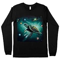 Sea Turtle Galaxy Art Long Sleeve T-Shirt - Space T-Shirt - Graphic Long Sleeve Tee Shirt