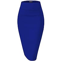 Hybrid & Company Women Premium Nylon Ponte Stretch Office Pencil Skirt High Waist Made in The USA Below Knee