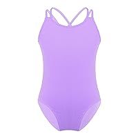 CHICTRY Girls Basics Slim Cotton Camisole Leotard with Back Detailing for Dance Gymnastics and Sport Lavender 5-6 Years
