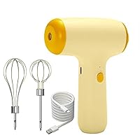 Household Cordless Electric Mixer, USB Rechargeable Handheld Egg Beater, with 2 Removable Mixers 4 Speed Modes, Baking at Home Kitchen, Lightweight and Portable (Khaki)