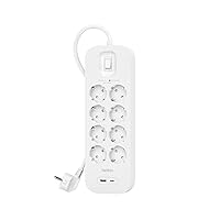 Belkin 8-Outlet Surge Protector Power Strip, Wall Mounted, 2 Meter Cord, Status Light, 1 USB-A Port and 1 USB-C PD Port Fast Charge, 900 Joules of Electrical Defense