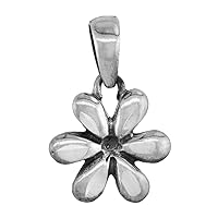Tiny 1/2 inch Sterling Silver Daisy Flower Necklace for Women for Women Diamond-Cut Oxidized finish available with or without chain