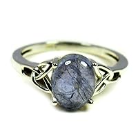 Natural Iolite Silver Ring Blue Oval Gemstone Chakra Healing Handmade Size 5,6,7,8,9,10,11,12