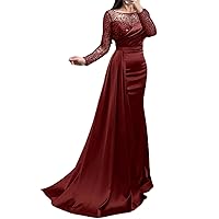 Mermaid/Trumpet Elegant Evening Dress Jewel Neck Long Sleeve Court Train Prom Dress with Ruched Pearls Sequin 2024