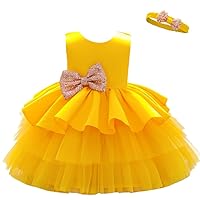 Dressy Daisy Baby & Toddler Girls' Special Occasion Dresses Wedding Flower Girl Tiered Dress Fancy Ball Gown with Headband