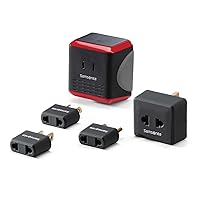 Samsonite Converter/Adapter Kit with Pouch, Black/Red, One Size