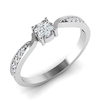 Women's 14K White Yellow Gold 0.20 Carat Real Diamond Engagement Ring (0.25 Carat, Hi Color, Si1I1 Clarity)