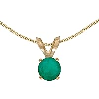 14k Yellow Gold Round Emerald Pendant (chain NOT included)