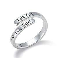 925 Sterling Silver Faith over Fear Ring Faith Religious Jewelry Quote Ring Friend Daughter Gifts