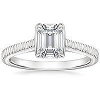 2 CT Emerald Cut Colorless Moissanite Engagement Ring, Wedding/Bridal Ring Set, Solitaire Halo Style, Solid Sterling Silver Vintage Antique Anniversary Promise Rings Gift for Her