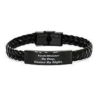 Youth Minister By Day, Gamer By Night. Youth Minister Braided Leather Bracelet. The Best Gifts for Youth Minister. Friends Gift