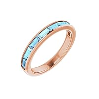 Solid 14k Rose Gold Aquamarine Ring Band (Width = 27.8mm) - Size 8.5