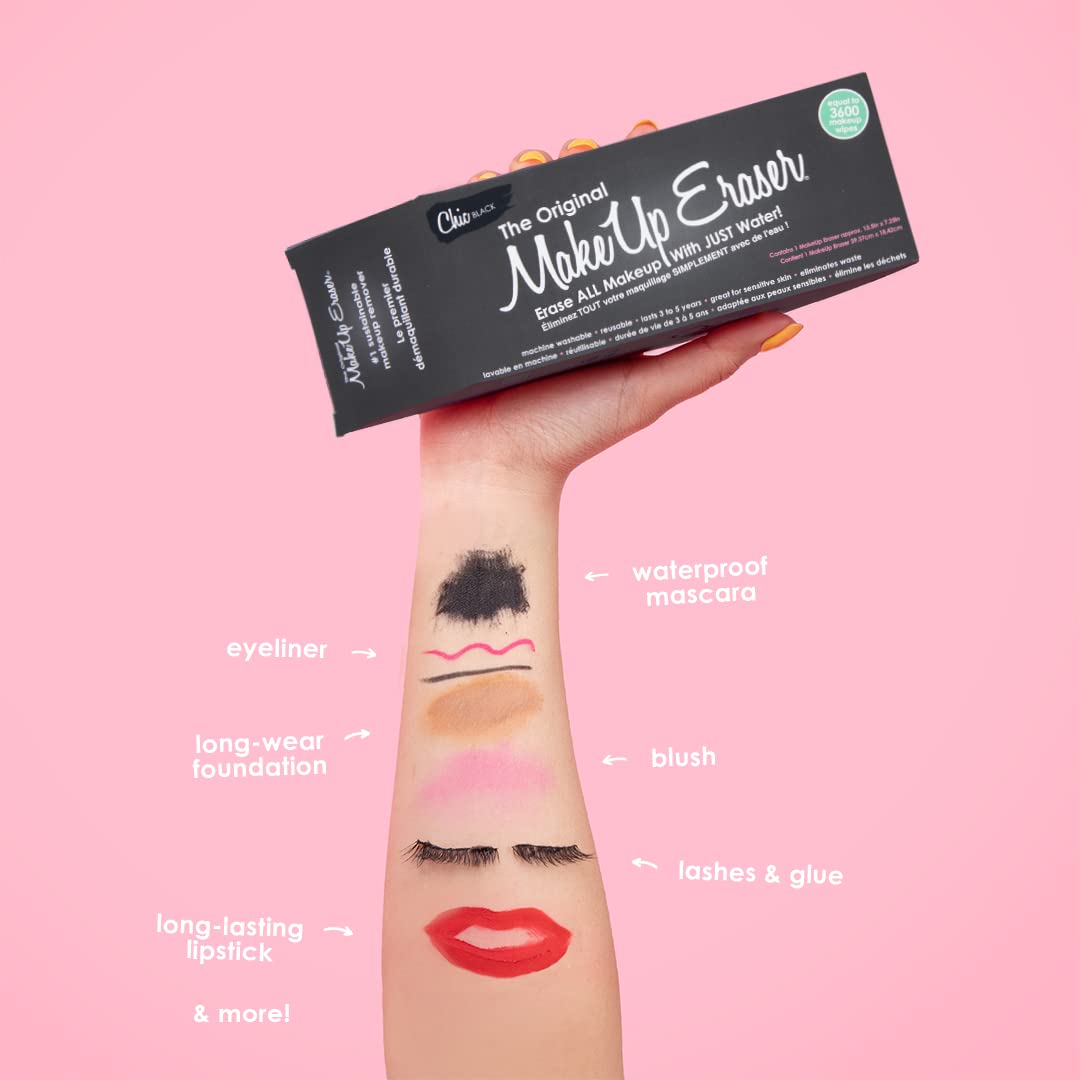 MakeUp Eraser, Erase All Makeup With Just Water, Including Waterproof Mascara, Eyeliner, Foundation, Lipstick and More (Chic Black)
