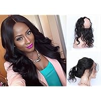 Body Wave Raw Indian Virgin Human Hair All Hand Made 360 Full Lace Band Frontal Baby Hair Natural Black Wavy (12inch)