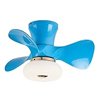 Ceiling Fans with Lamps,3 Color Dimmable Led Ceiling Fan Chandelier Reversible 6 Speed Quiet Ceiling Fans with Lights and Remote Control App for Bedroom Lounge/Blue/D