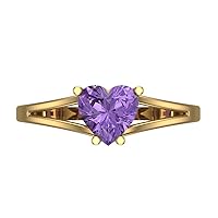 Clara Pucci 1.55 ct Heart Cut Solitaire split shank Genuine Simulated Alexandrite Stunning Classic Statement Ring 14k Yellow Gold