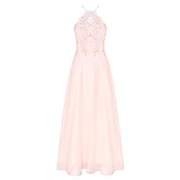 CHICTRY Women's Chiffon Lace Sleeveless Bridesmaid Long Party Dress Floral Embroidery Evening Gown