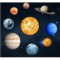 Glow in The Dark Stars and Planets, Bright Solar System Wall Stickers -9 Glowing Ceiling Decals and Galaxy Set for Kids Bedroom,Space Decoration, Birthday Christmas Gift for Boys and Girls