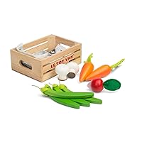 Le Toy Van - Wooden Honeybee Market Vegetables '5 a Day' Crate | Fun Role Play Supermarket Pretend Play Shop Food | Great Gift for Boys Or Girls, Harvest Vegetables Crate (TV182)