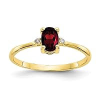 10k Yellow Gold Oval Prong set Polished Diamond Garnet Ring Size 6 Jewelry for Women