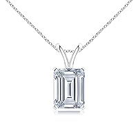 The Diamond Deal SI1-SI2 Clarity (.25-1.00 Carat) Cttw Lab-Grown Emerald Shape Solitaire Diamond Pendant Necklace Womens Girls |14k Yellow or White or Rose/Pink Gold with 18